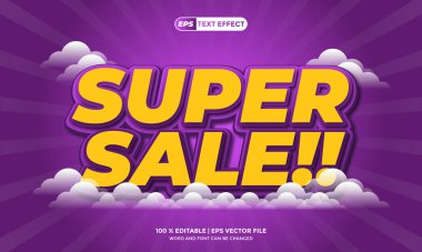 Metin Efekti 3D Vektör Düzenlenebilir Tanıtım Satışı