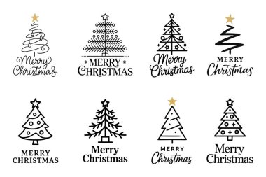 Tek sıra Noel ağacı silueti vektör sanat ve illüstrasyon