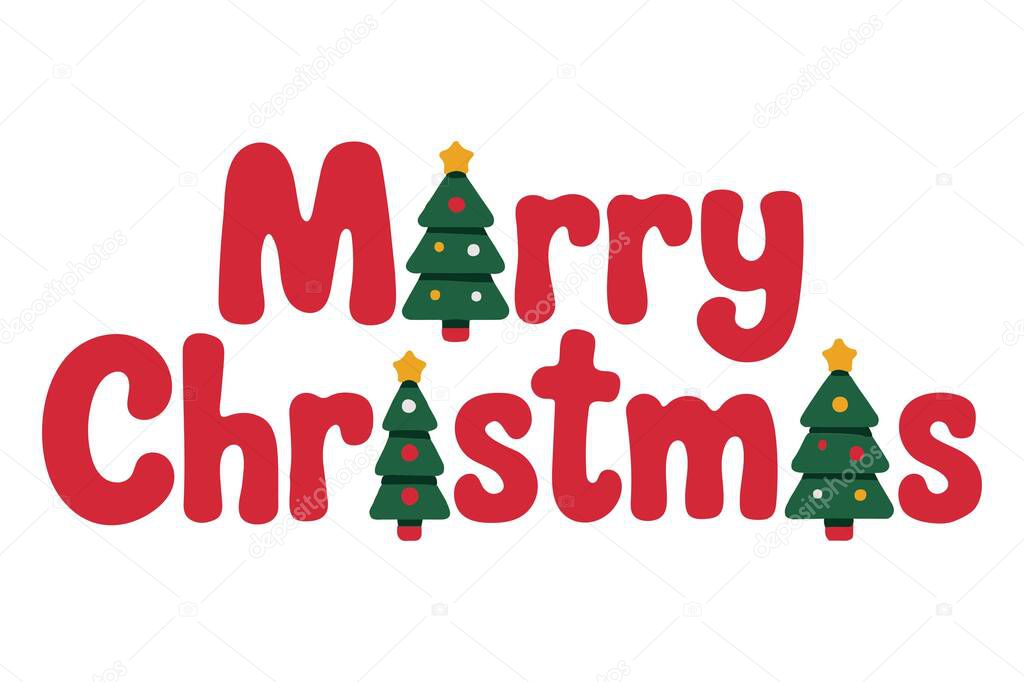 Merry Christmas typography vector art and illustration