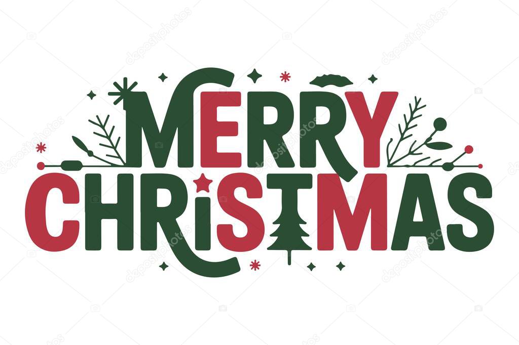 Merry Christmas typography vector art and illustration