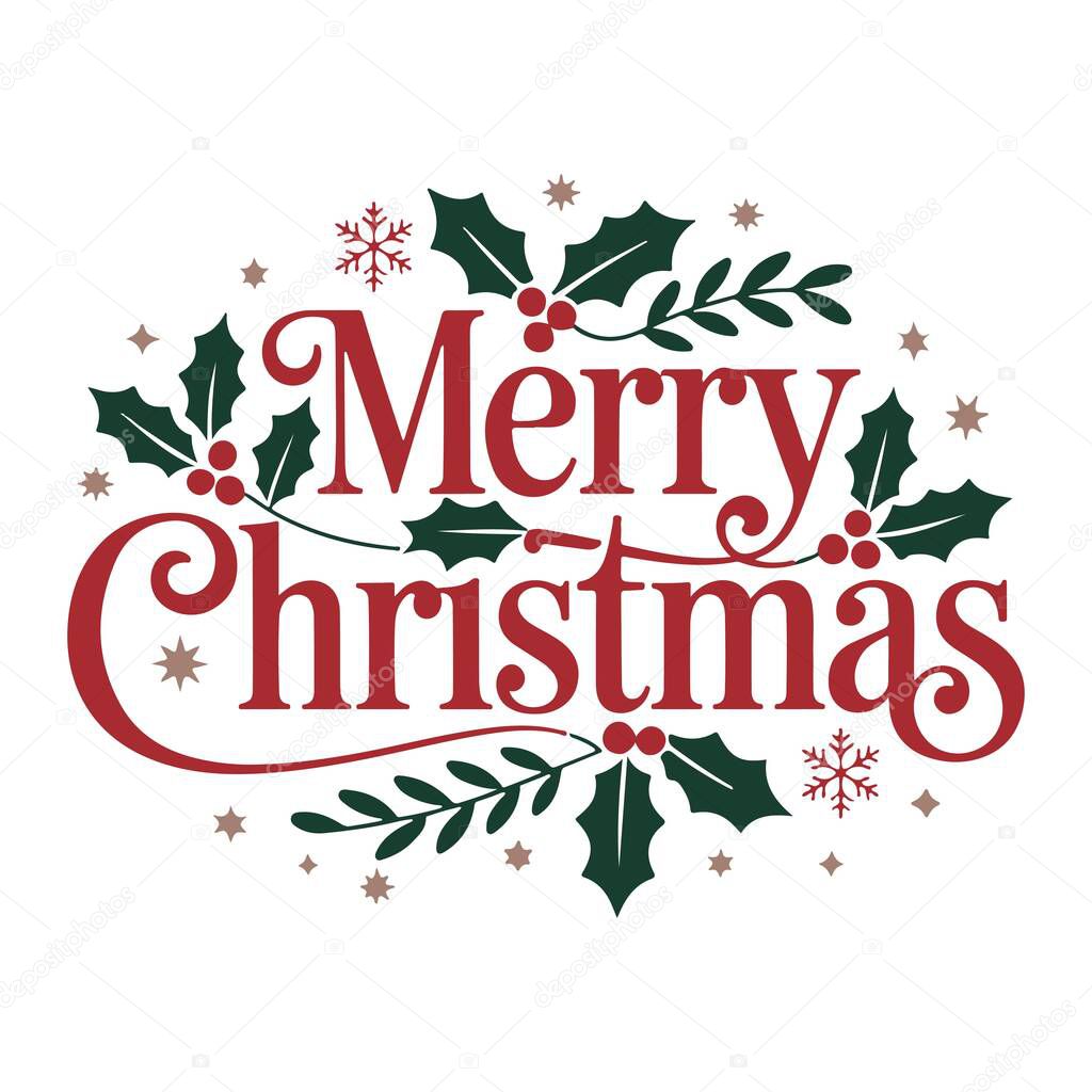 Merry Christmas typography vector art and illustration.