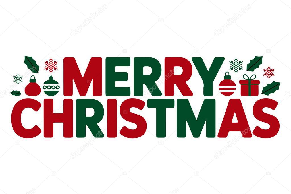 Merry Christmas typography vector art and illustration.