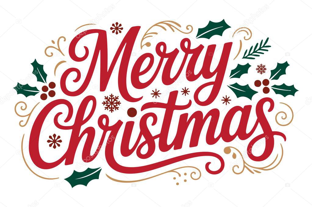 Merry Christmas typography vector art and illustration.