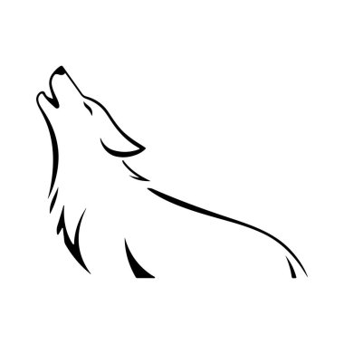 Uluyan kurt silueti minimalist vektör sanatı ve illüstrasyonu.
