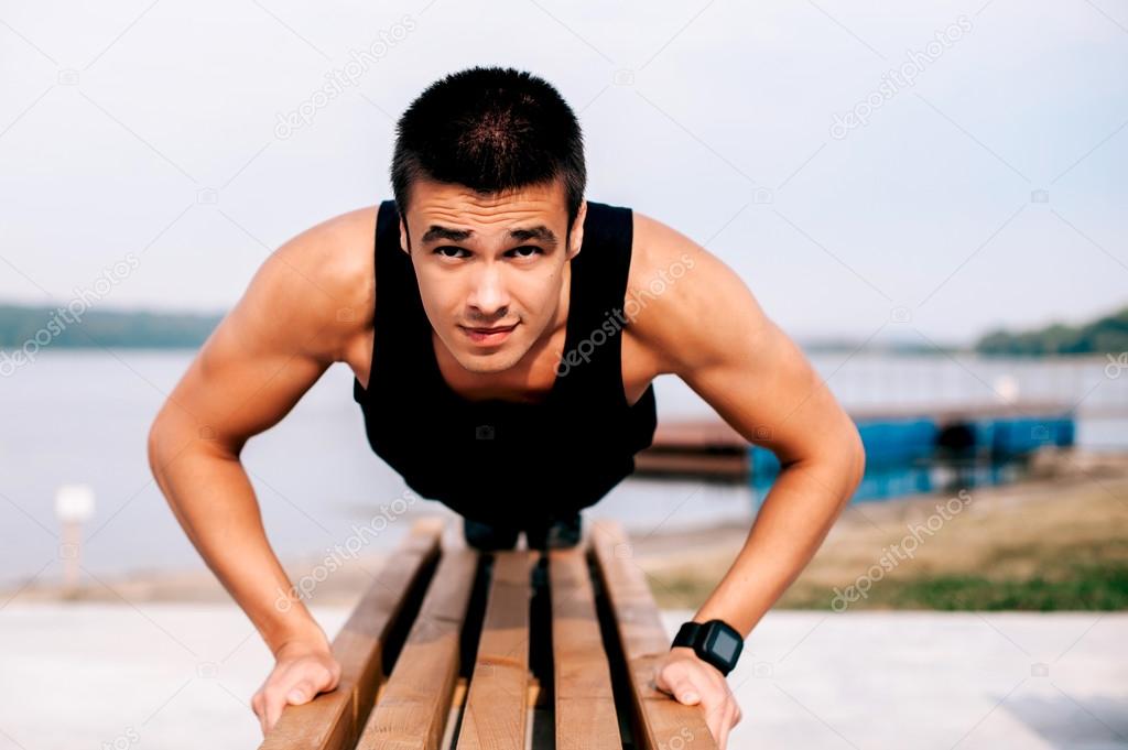 guy pressed on the bench