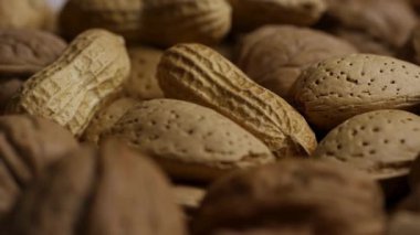 Sağlıklı çerez ve diyet dokusu için deniz kabuğunda ceviz ve fıstık içeren karışık fındık karışımı.