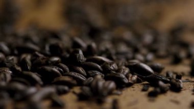 Koyu Kavrulmuş Arpa Malt Tanecikleri Kahverengi Yüzey Dokuma Arkaplanı Cesur Bira Bira Sanayisi Konsepti