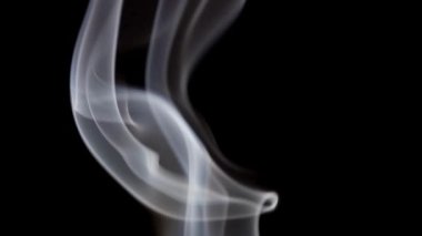 Beyaz duman, zarif döngü ve halkalara dönüşmeden önce dikey bir sütunda yükselir ve yumuşak ve sanatsal bir grafik elementi yaratır..