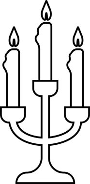 Stand Simgesi Siyah Hat Biçimli Işıklandırma Sembolü, Menorah, Lamba, Alev, Mum, Fener, Aydınlatma Vektörü