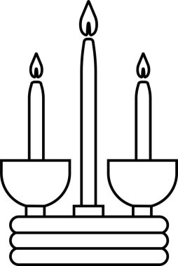 Stand Simgesi Siyah Hat Biçimli Işıklandırma Sembolü, Menorah, Lamba, Alev, Mum, Fener, Aydınlatma Vektörü