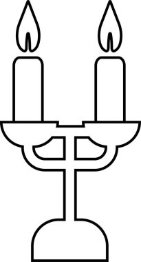 Stand Simgesi Siyah Hat Biçimli Işıklandırma Sembolü, Menorah, Lamba, Alev, Mum, Fener, Aydınlatma Vektörü