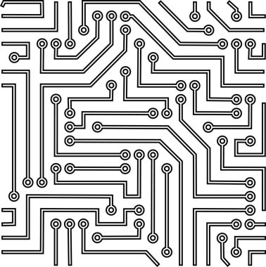 Devre Tahtası Kalıbı Siyah Çizgi Biçimi Mikroçip, İşlemci, Elektronik, Yarı iletken, Teknoloji, Dijital Donanım Vektörü