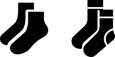 Siyah çorap ikonu seti, koleksiyon ve grup düz stil ayakkabı vektör sembolü giyim, moda ve tekstil çorap eşanlamlısı, giyim tasarımı paketi