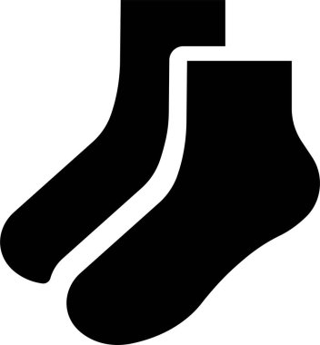 Giysi, moda ve tekstil çorap eşanlamlılığı için düz stil ayakkabı vektör sembolü olan siyah çorap simgesi, giysi tasarımı paketi