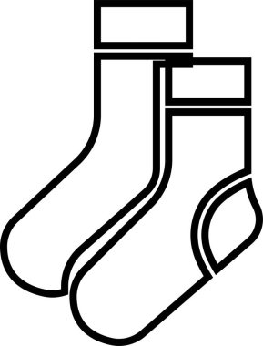Giyim, moda ve tekstil çorap eşanlamlısı, giyim tasarımı paketi için çizgi biçimi ayakkabı vektör sembolü siyah çorap simgesi