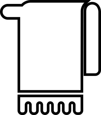 Hijyen, zindelik, banyo, spa ve spor salonu eşanlamlısı grafik tasarım paketi için çizgi biçimli kumaş vektör sembolü siyah havlu simgesi