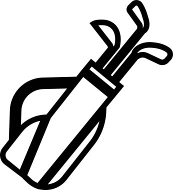 Siyah Golf Hattı Stili Vektör Simgesi Spor Malzemeleri Sembol ve Rekreasyon Özeti Grafik Grup Özeti Kulübü, Top, Tee ve Rota Elementleri