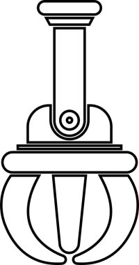 Yakalayıcı Robotik Kol Endüstriyel Pençesi, Mekanik El, Otomasyon Aracı, Fabrika Robotu ve Mühendislik Sembol Vektörü Siyah Renk Çizgisi Biçiminde