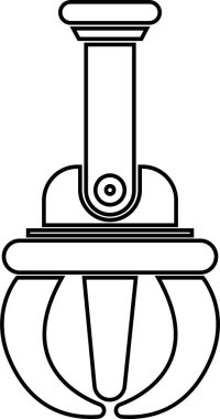 Yakalayıcı Robotik Kol Endüstriyel Pençesi, Mekanik El, Otomasyon Aracı, Fabrika Robotu ve Mühendislik Sembol Vektörü Siyah Renk Çizgisi Biçiminde