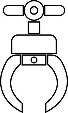 Yakalayıcı Robotik Kol Endüstriyel Pençesi, Mekanik El, Otomasyon Aracı, Fabrika Robotu ve Mühendislik Sembol Vektörü Siyah Renk Çizgisi Biçiminde