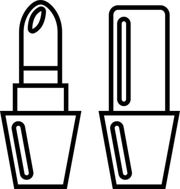 Ruj Simgesi Grubu Siyah Kozmetik Makyaj Tüpü, Güzellik Ürünü Sembolü, Satır Biçimi Cazibe, Zarafet, Salon ve Tarz Tasarımı Moda Aksesuar Vektörü