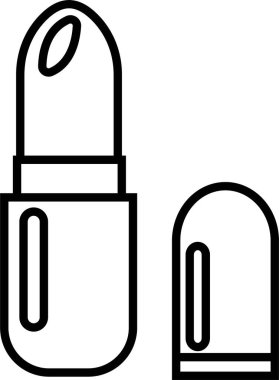 Ruj Simgesi Grubu Siyah Kozmetik Makyaj Tüpü, Güzellik Ürünü Sembolü, Satır Biçimi Cazibe, Zarafet, Salon ve Tarz Tasarımı Moda Aksesuar Vektörü