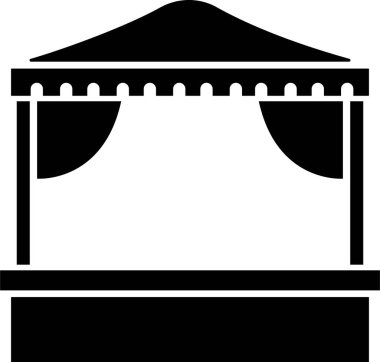 Açık Hava Müzik Festivali Sahne Simgesi Konseri, Performans, Tiyatro ve Olay Platformu Sembol Eğlencesi, Gösteri ve Siyah Renk Düz Tarzı Oditoryum Vektörü