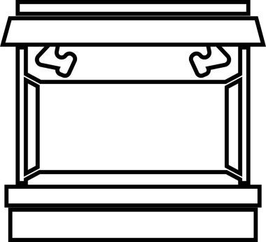 Açık Hava Müzik Festivali Sahne Simgesi Konseri, Performans, Tiyatro ve Olay Platformu Sembol Eğlencesi, Gösteri ve Siyah Renk Çizgisi Biçiminde Oditoryum Vektörü
