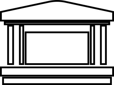 Açık Hava Müzik Festivali Sahne Simgesi Konseri, Performans, Tiyatro ve Olay Platformu Sembol Eğlencesi, Gösteri ve Siyah Renk Çizgisi Biçiminde Oditoryum Vektörü