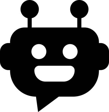 Düz yapay zekada robot yüz ikonu AI Chatbot android avatar baş sembol paketi, robot otomasyon robotu robot kiti, eş anlamlı robot yapay zeka dijital asistan