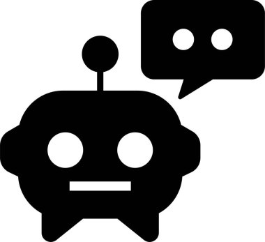 Düz yapay zekada robot yüz ikonu AI Chatbot android avatar baş sembol paketi, robot otomasyon robotu robot kiti, eş anlamlı robot yapay zeka dijital asistan
