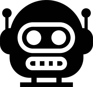 Düz yapay zekada robot yüz ikonu AI Chatbot android avatar baş sembol paketi, robot otomasyon robotu robot kiti, eş anlamlı robot yapay zeka dijital asistan