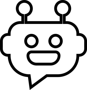 Robot face icon in line artificial intelligence AI chatbot android avatar head symbol pack, robotics automation machine humanoid bot kit, synonym cyborg AI digital assistant