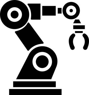 Robotic and Automation Icon of Artificial Intelligence, Machine Learning, and Industrial Robot Symbols, Black Flat Vector AI Technology and Innovation Design