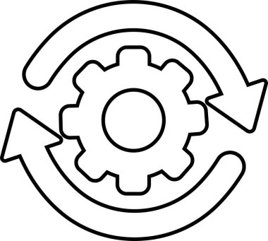 Robotic and Automation Icon of Artificial Intelligence, Machine Learning, and Industrial Robot Symbols, Black Line Vector AI Technology and Innovation Design