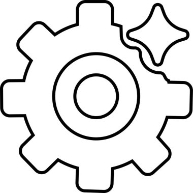 Yapay Zeka, Makine Öğrenme ve Endüstriyel Robot Sembolleri Robotik ve Otomasyon Simgesi, Siyah Çizgi Vektörü AI Teknoloji ve Yenilik Tasarımı