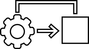 Yapay Zeka, Makine Öğrenme ve Endüstriyel Robot Sembolleri Robotik ve Otomasyon Simgesi, Siyah Çizgi Vektörü AI Teknoloji ve Yenilik Tasarımı