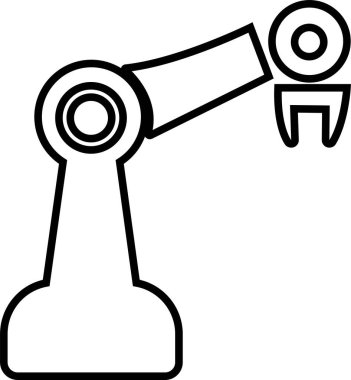 Robotic Arm Icon and Industrial Automation Vector of Mechanical Robot Hand, Factory Machine, Engineering Technology Symbol in Black Line Style