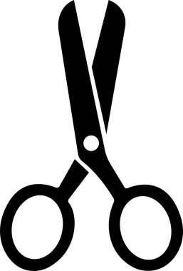 Makas Simgesi Siyah Kesme Aracı, Berber Makası, Terzi Makası, Düz Bıçak Sembol Vektörü Moda, Dikiş, Kuaför ve Yaratıcı Tasarım Tarzı