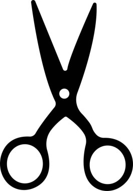 Makas Simgesi Siyah Kesme Aracı, Berber Makası, Terzi Makası, Düz Bıçak Sembol Vektörü Moda, Dikiş, Kuaför ve Yaratıcı Tasarım Tarzı