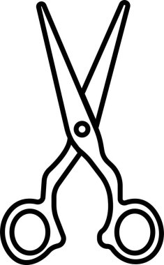 Scissor Icon Black Cutting Tool, Barber Shears, Tailor Scissors, Craft Knife Symbol Vector in Line Style for Fashion, Sewing, Hairdressing and Creative Design