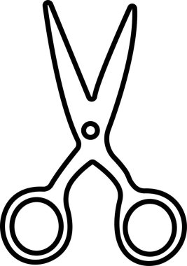 Makas Simgesi Siyah Kesme Aracı, Berber Makası, Terzi Makası, Çizgi Biçimli Bıçak Sembol Vektörü Moda, Dikiş, Kuaför ve Yaratıcı Tasarım Biçimi