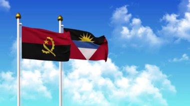 Direkte ANGOLA ve ANTIGUA ve BARBUDA 'nın bayrakları dalgalanırken alfa kanalı da dahil