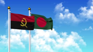 ANGOLA ve BANGLADESH bayrakları alfa kanalı ile birlikte kutupta sallanıyor