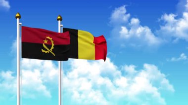 Kutuptaki ANGOLA ve BELGIUM bayrakları alfa kanalı ile birlikte sallanıyor