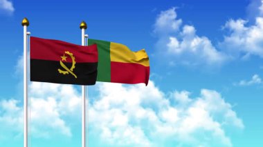 Kutuptaki ANGOLA ve BENIN bayrakları alfa kanalı ile birlikte sallanıyor