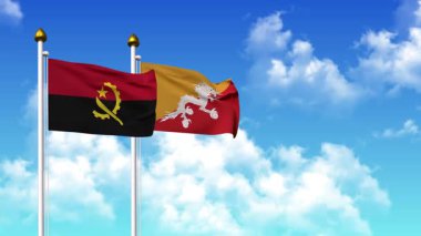 Kutuptaki ANGOLA ve BHUTAN bayrakları alfa kanalı ile birlikte sallanıyor