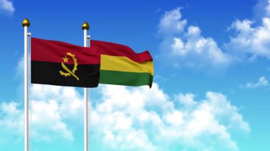 Kutuptaki ANGOLA ve BOLIVIA bayrakları alfa kanalı ile birlikte sallanıyor