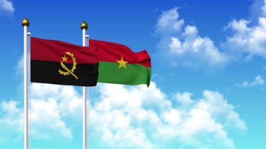 Kutupta alfa kanalı dahil ANGOLA ve BURKINA FASSO bayrakları dalgalanıyor