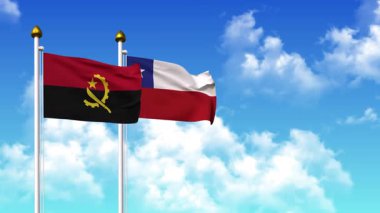 Kutuptaki ANGOLA ve Şili bayrakları alfa kanalı ile birlikte sallanıyor